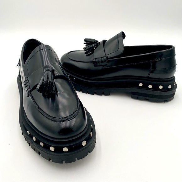 Free People Goth Gothic Chunky Y2K Platform Teagan Tassel Loafers Black Size 8 - Picture 1 of 10